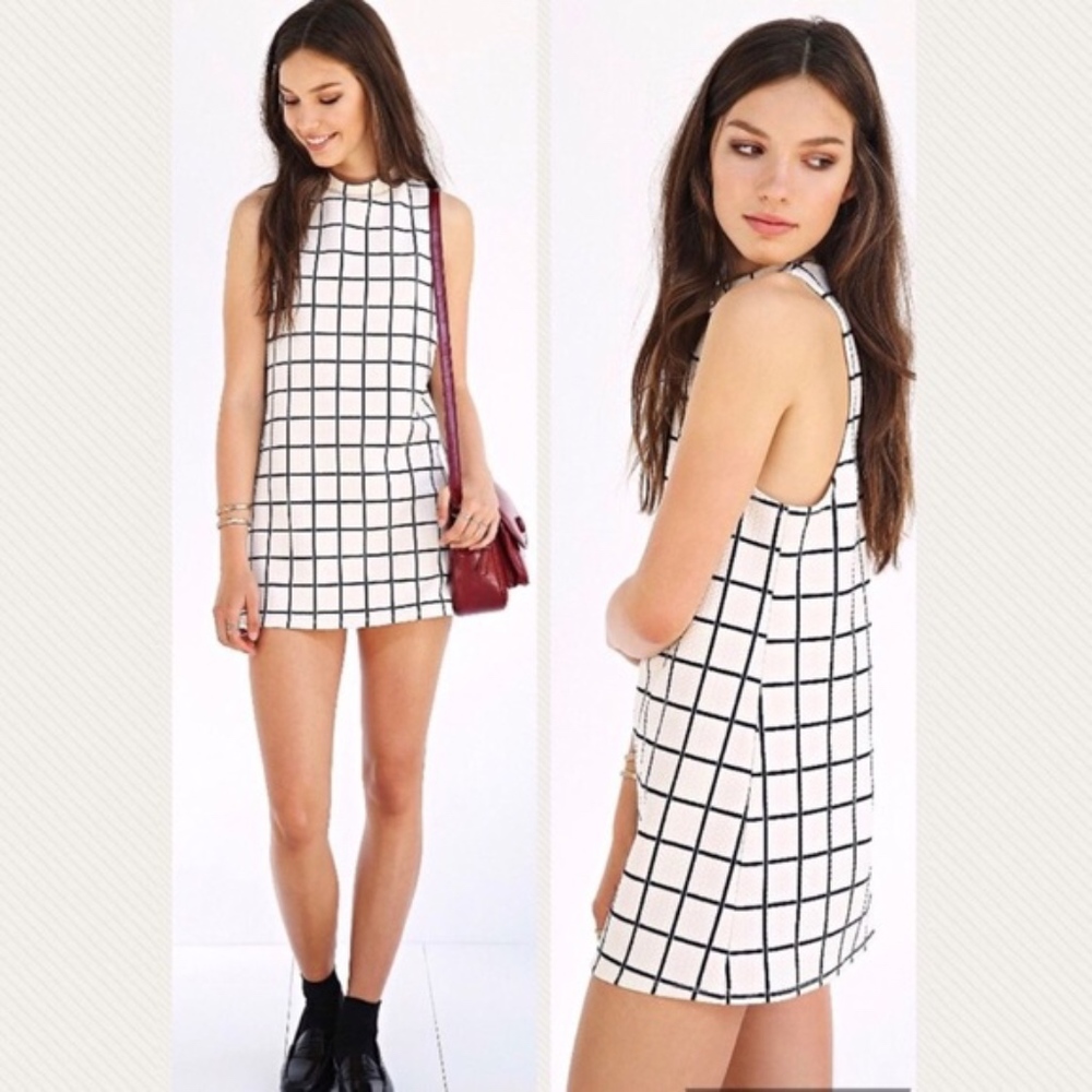 Urban Outfitters Black On White Grid Casual Dress